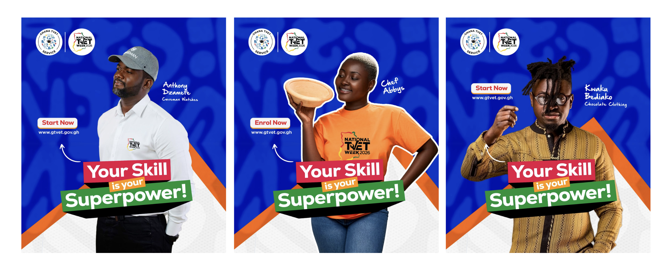 Ghana TVET Service campaign backdrop.
